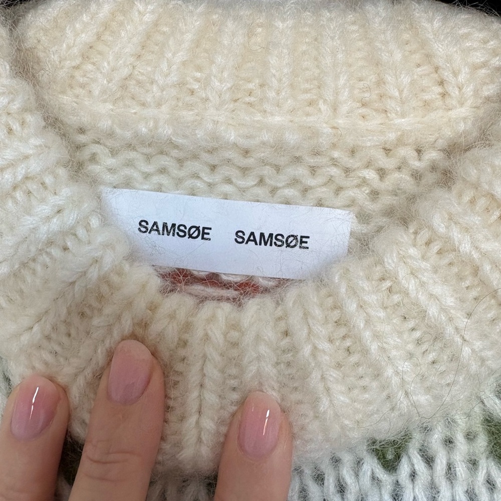 Samsoe Simone crewneck big knit Patterned Women's Sweater - Picture 7 of 13